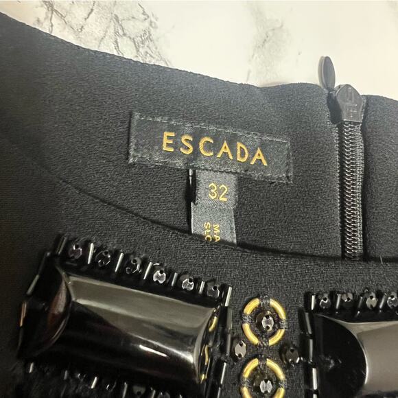 Escada Nayomie ostrich feather embellished top black Sz 32 - Picture 4 of 9